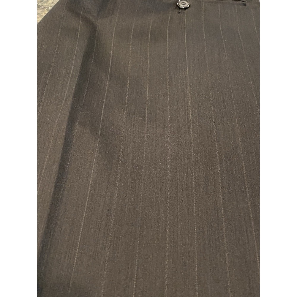 Black Pinstripe 2-Piece Vanetti Suit Size 40L Slacks 34X33 100% Polyester - Picture 4 of 14